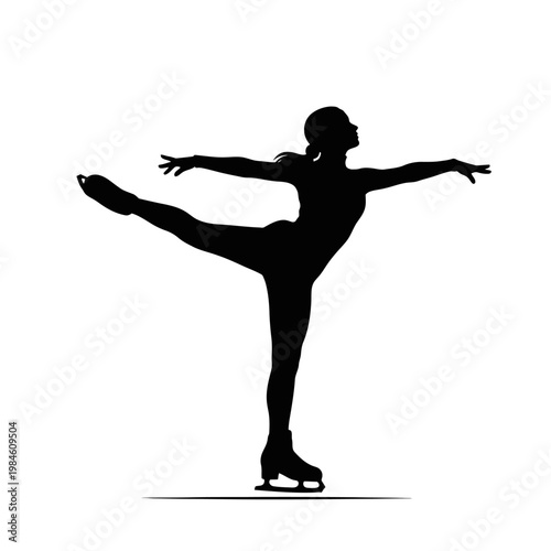 Silhouette of a female figure skater performing a graceful pose.