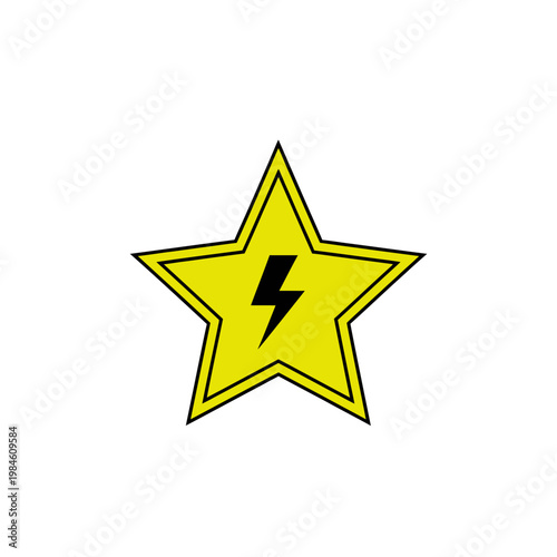 Yellow star icon featuring a bold black lightning bolt symbol.