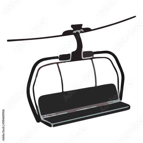 Minimalist Ski Lift Chair Illustration on White Background