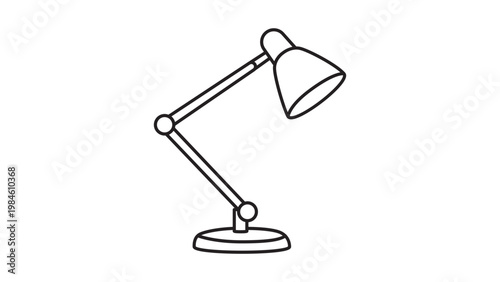 Fotografie Minimalist black line vector icon of an adjustable desk lamp on a white background