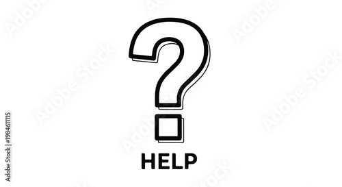 Question mark with help text in a box question illustration assistance