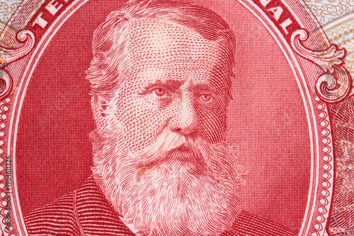 Pedro II of Brazil a closeup portrait from old Brazilian money