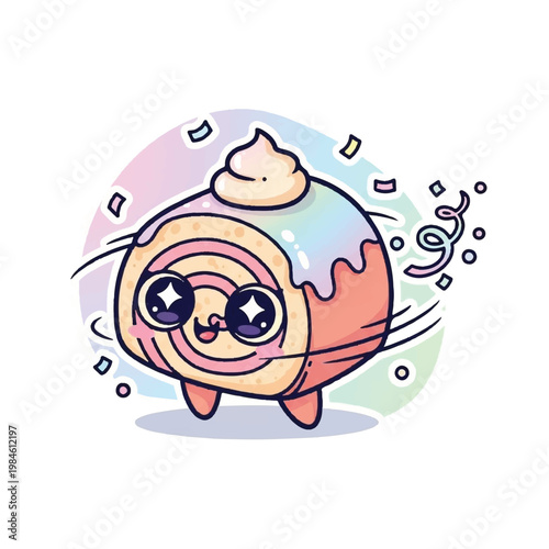 Cartoon Donut Character With Glasses.