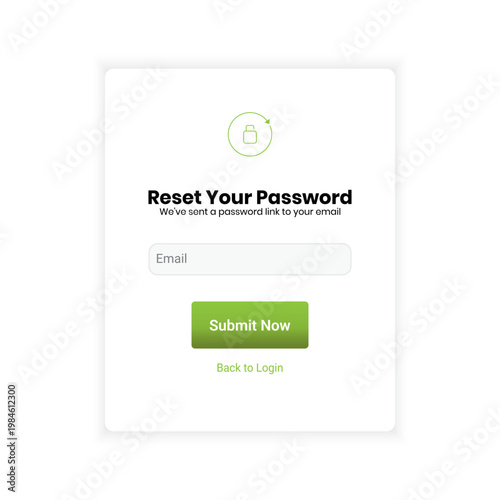 Reset Password Email Input Form UI with Clean Minimal Design and Call to Action Button