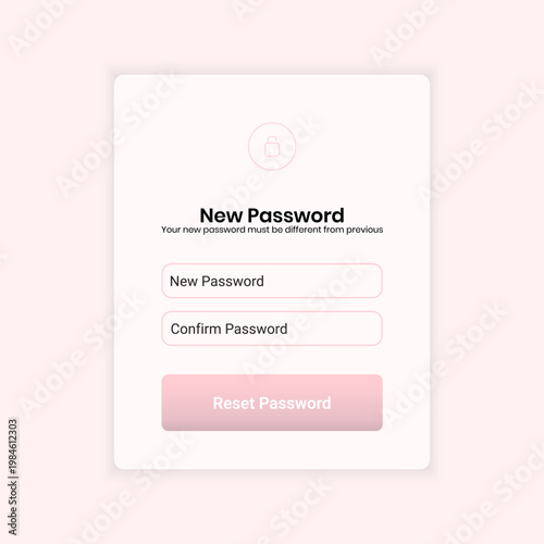 New Password Form UI with Confirmation Fields and Validation State in Soft Red Theme
