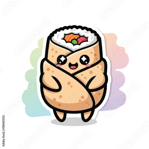 Cute Sushi Cartoon Character Face.