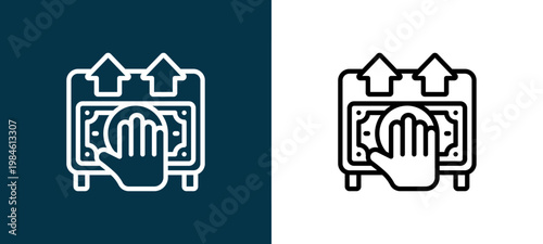 Tableau sur toile Two-color bidding outline icon pair in black and white, editable stroke vector i