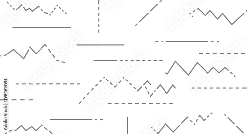 abstract line patterns with dashed and zigzag lines on white background
