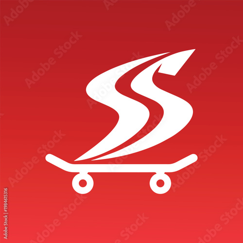 Modern Letter S Logo with Skating Motion Concept, Dynamic Sports Branding Design