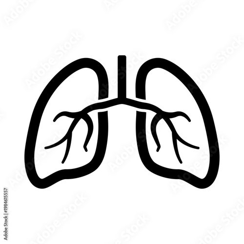 A minimalist vector graphic illustration of human lungs with trachea
