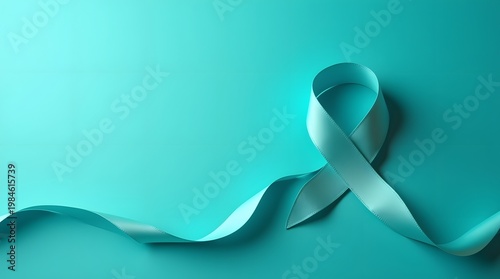 Teal Awareness Ribbon on a Smooth Background Symbolizing Support and Hope for Health Causes