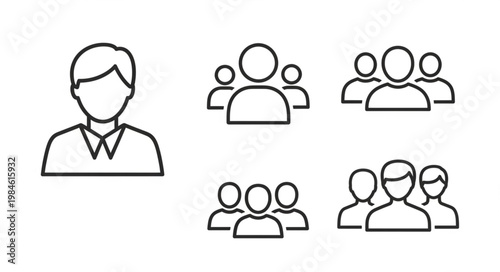 Collection of Simple Human Iconography Representing People and Groups.