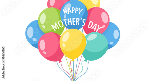 Happy Mother's Day Celebration with a Bunch of Colorful Balloons