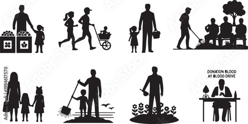 Of diverse people donating and participating in community activities