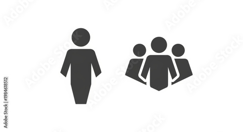 Silhouette of a single person and a group of people icon.