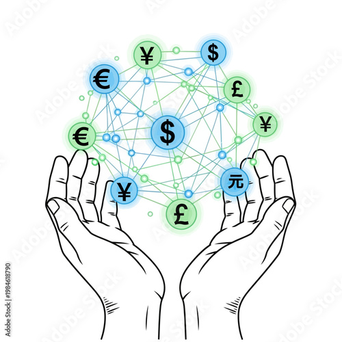 Global Currency Network Held in Hands - Finance and Investment Concept