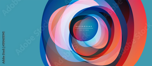 Abstract concentric circles, vibrant colors blend. Modern design, dynamic composition, suitable background element.