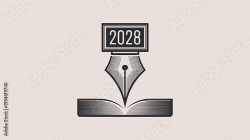 Minimalist tech pen and notebook vector illustration - for executive stationery concepts