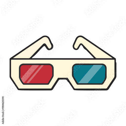 Classic Red and Cyan 3D Cinema Glasses Illustration
