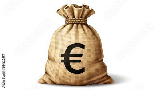 Burlap Money Bag with Euro Symbol Financial Vector Illustration
