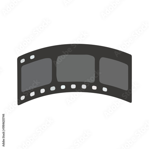 Curved Movie Film Strip Icon for Cinema and Video Production