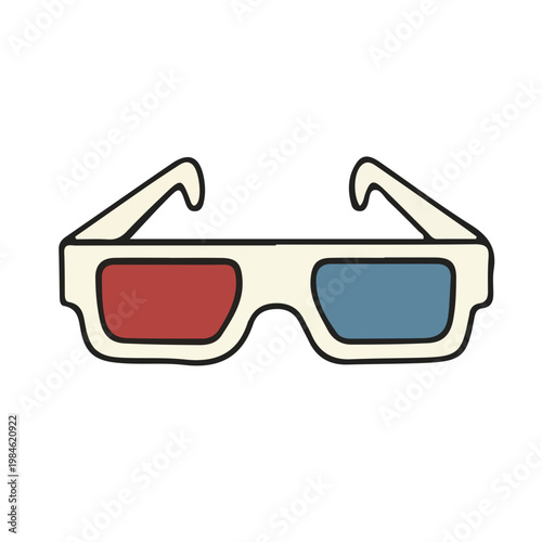 Retro 3D movie glasses icon for cinema and entertainment