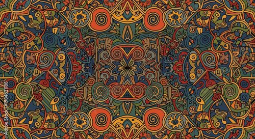 ornate kaleidoscopic mandala pattern with colorful symmetry