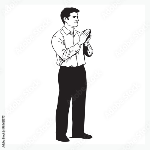 silhouette of a businessman with apologetic hands