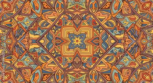 colorful kaleidoscopic mandala pattern with geometric symmetry