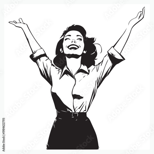 vector illustration of a happy woman