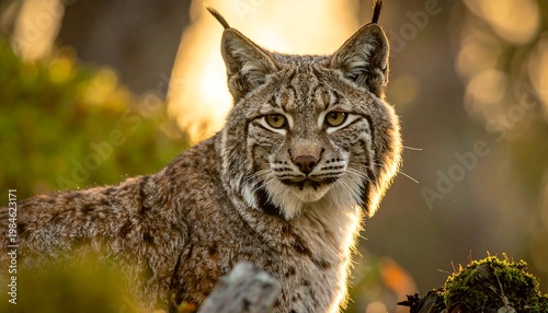 Lynx Portrait in Forest.
