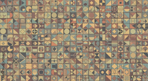 earthy geometric tile mosaic pattern with muted tones