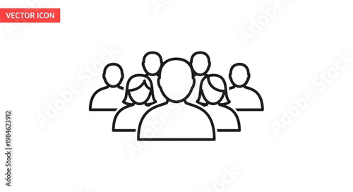 Group of people icon simple line art illustration.