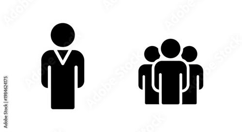 Foto Single Person Versus Group of People Icon Representation.