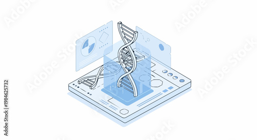 Isometric DNA Helix Analysis with Biotechnology Data Visualization Interface for Medical Research and Genetic Engineering
