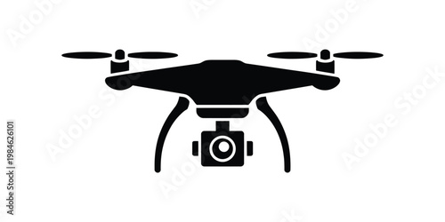 Vector Drone Icon Black Design representing unmanned aerial vehicle technology aerial photography surveillance system and modern aviation innovation concept illustration