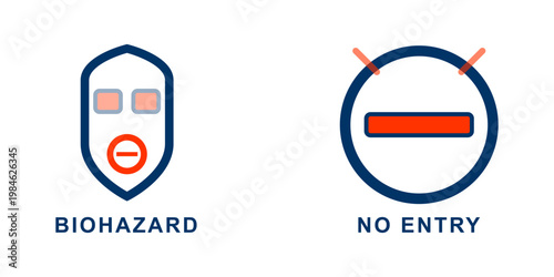 Biohazard and no entry warning signs safety and restriction indicators