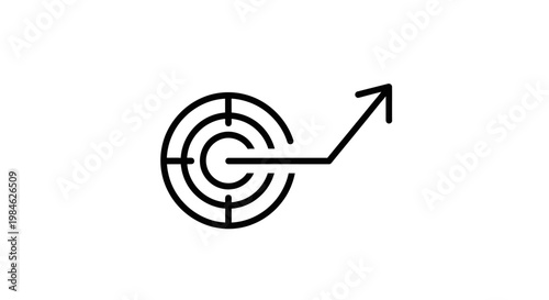An illustration of a dartboard with an arrow hitting the bullseye center precisely in a graphic design concept.
