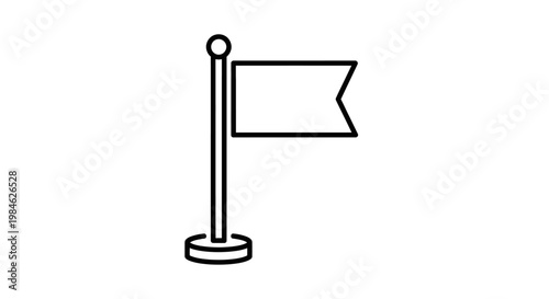 A simple illustration of a flag on a pole standing alone in a empty space with no people around.