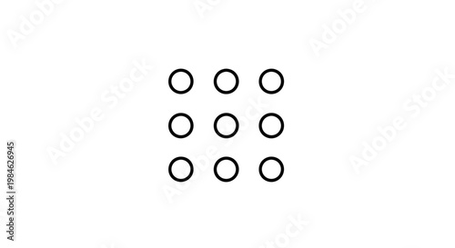 A graphic illustration of nine circles arranged in three rows on a white background in a simple design.