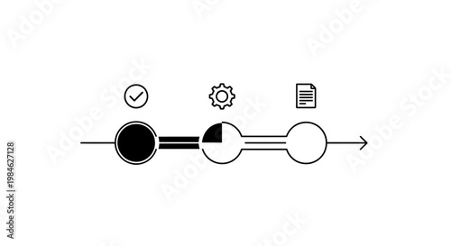 The process of data validation and transfer occurs seamlessly with icons indicating verification, settings, and document transmission.