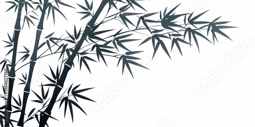 Elegant bamboo stalks and leaves create a minimalist corner design