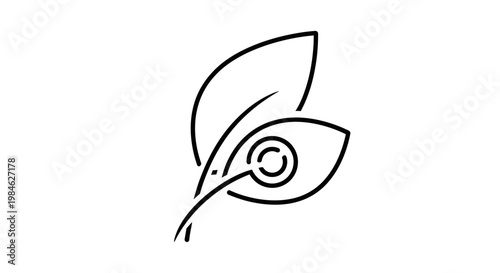 An artistic illustration of a leafy eye looking sideways in a minimalist style generated digitally.