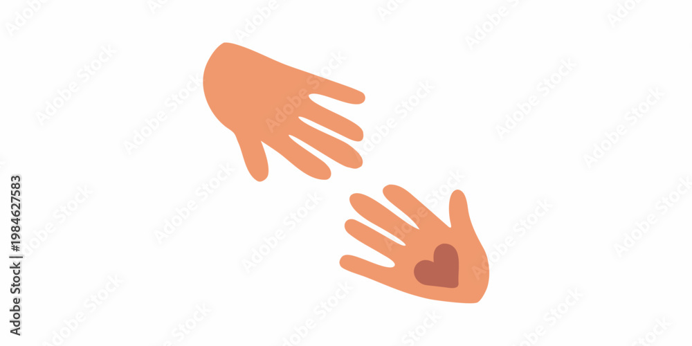 Obraz premium Two hands reaching one with a heart symbol in the palm