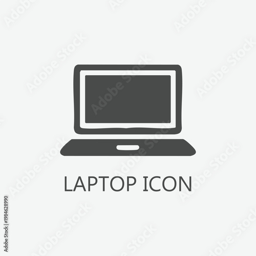 Laptop Computer Icon - Minimal Outline Vector for Technology, Digital and Office Use