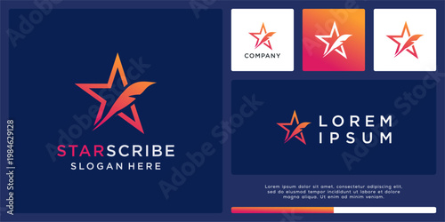 Star scribe logo design template