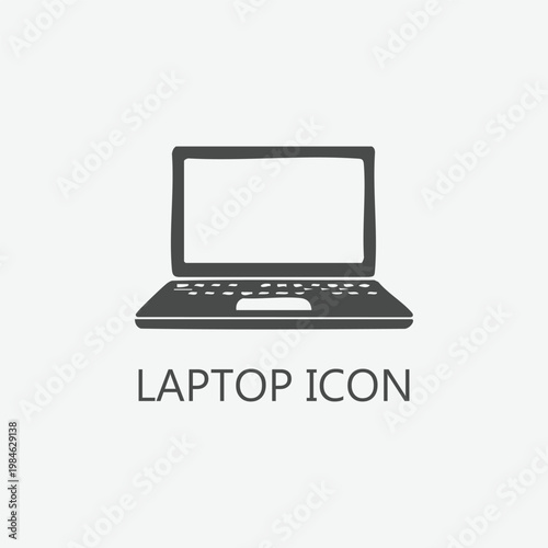 Laptop Computer Icon - Minimal Outline Vector for Technology, Digital and Office Use