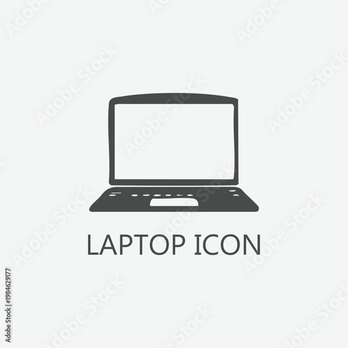 Laptop Computer Icon - Minimal Outline Vector for Technology, Digital and Office Use