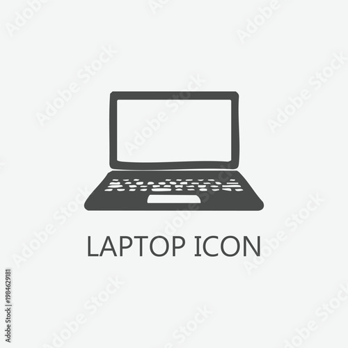 Laptop Computer Icon - Minimal Outline Vector for Technology, Digital and Office Use