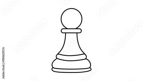 Minimalist black line vector icon of a chess pawn piece on a white background. This clean outline illustration is perfect for game design, strategy concepts, competition, and business branding.